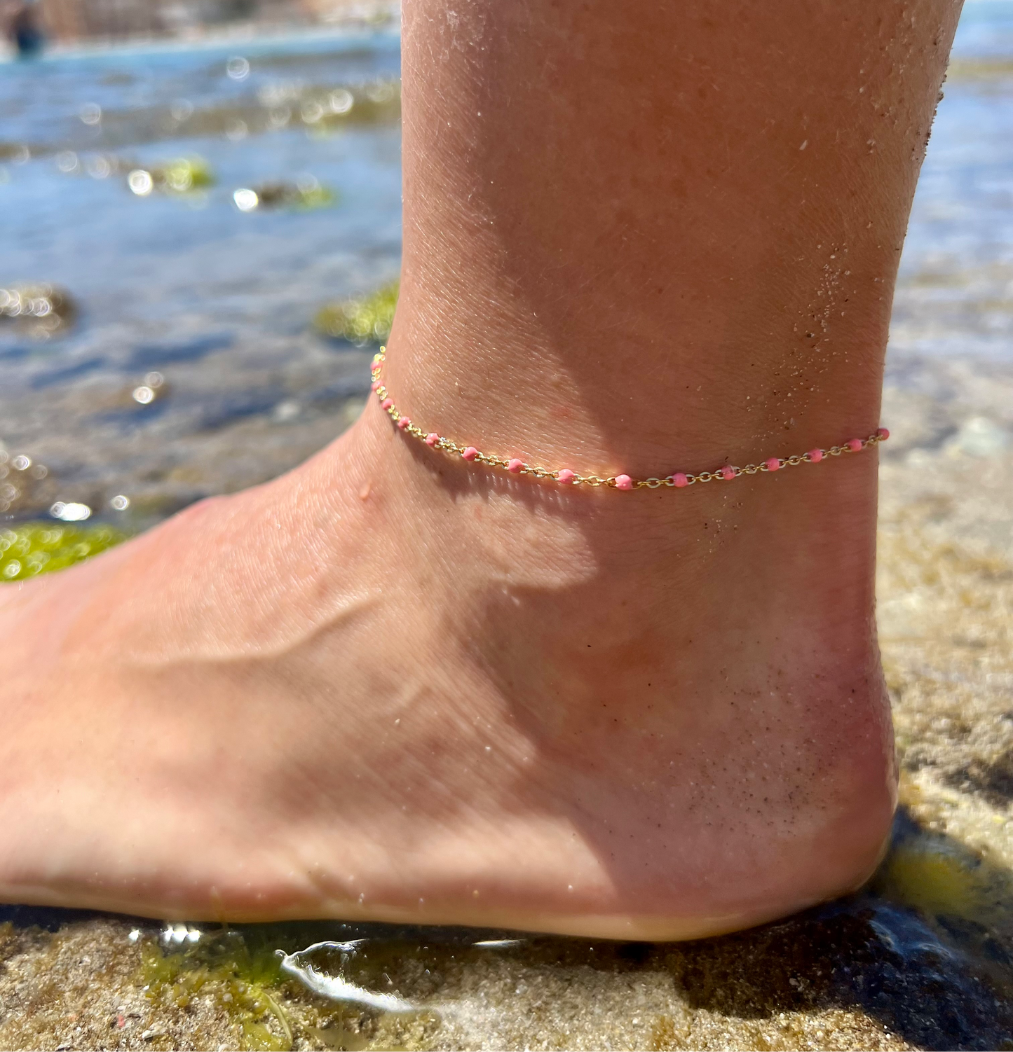 Enamel pink anklet WATERPROOF