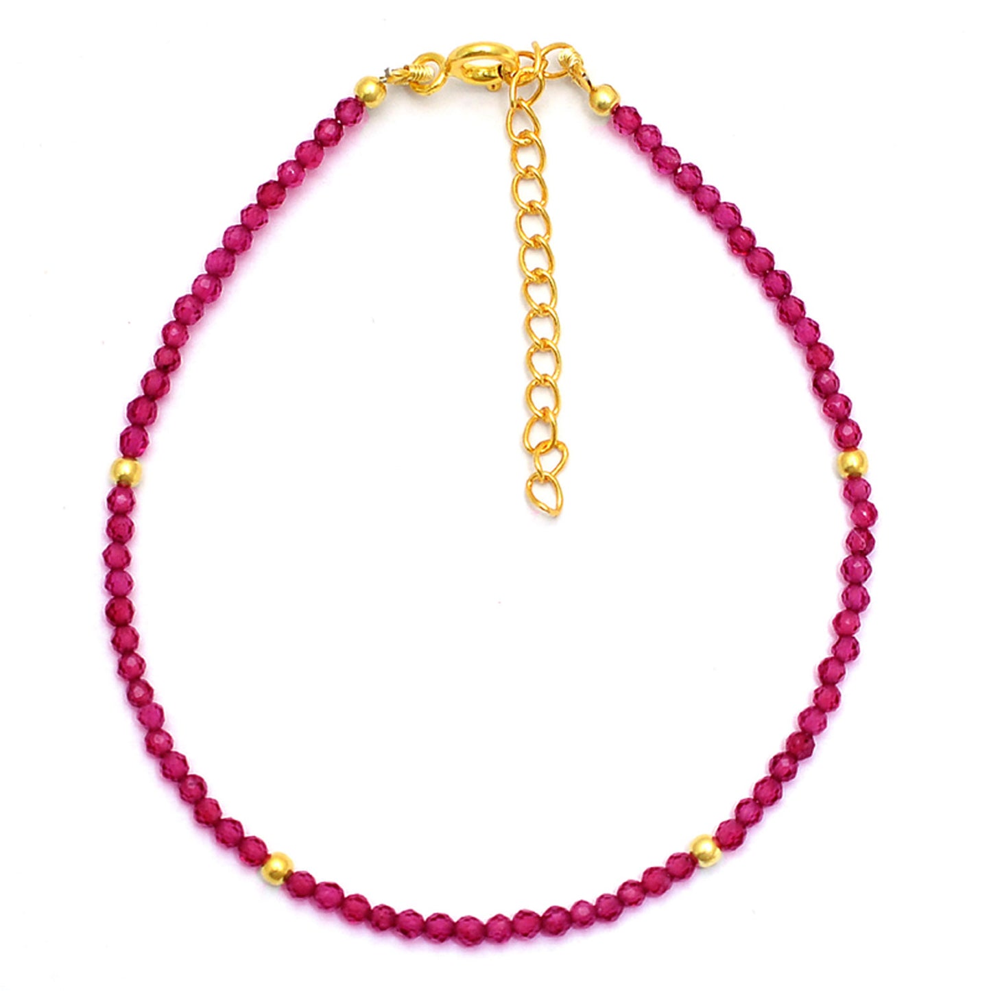 pulsera de minerales o piedra natural color rosa fucsia rubí confeccionada en plata de ley con baño de oro 18 kilates y que se puedes personalizar con la inicial para regalo