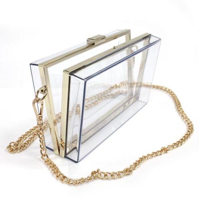 Bolso de metacrilato transparente para una invitada a boda