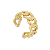 anillo dorado abierto estilo años 90 y resistente al agua. está confeccionado en cadena de acero hipoalergénico con baño de oro. Gold plated stainless steel waterproof chain  ring