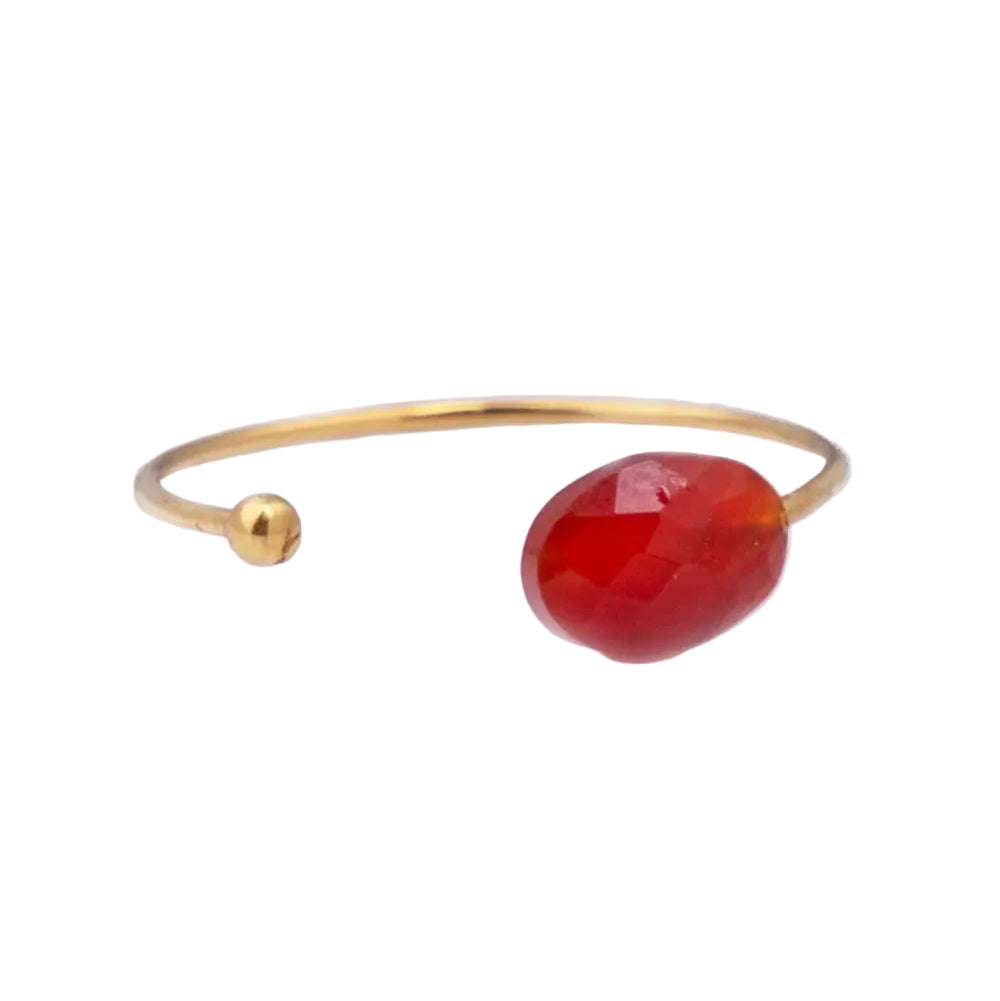 anillo ajustable de acero inoxidable dorado con piedra natural: rodocrosita, amatista, ágata roja, amazonita o piedra africana. Son talla única. Ideales como regalo a adolescentes. 