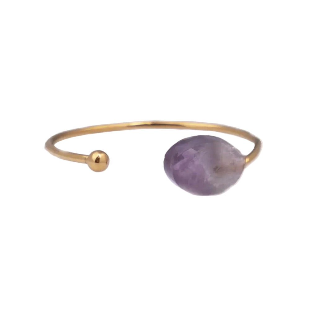 anillo ajustable de acero inoxidable dorado con piedra natural: rodocrosita, amatista, ágata roja, amazonita o piedra africana. Son talla única. Ideales como regalo a adolescentes. 