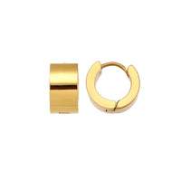 aro pequeño plano grueso piercing en acero hipoalergenico con baño de oro. Gold plated stainless steel small chunky hoop earrings