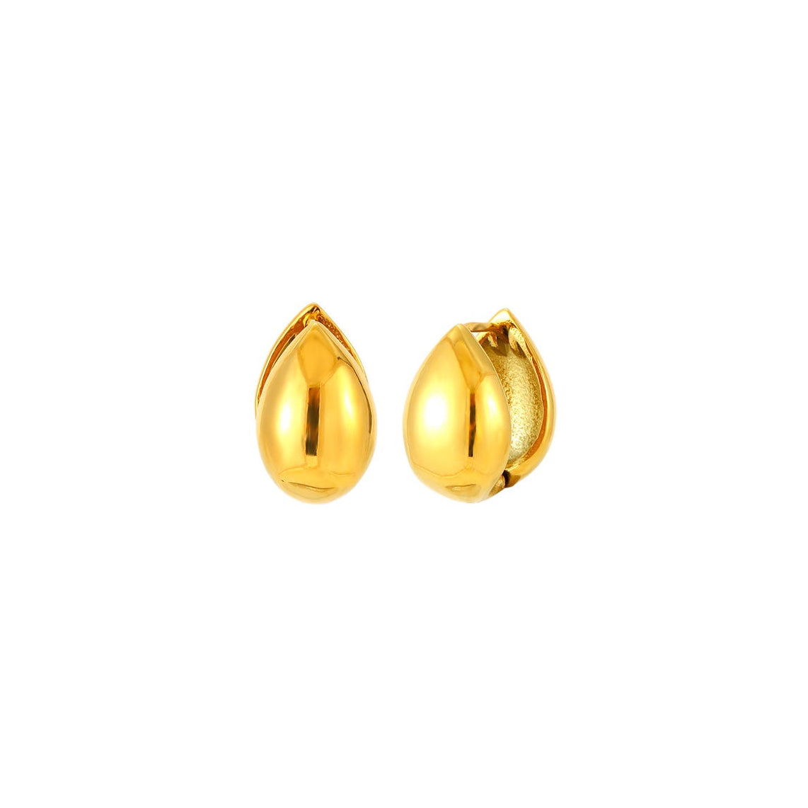 pendientes de aro ovalado grueso confeccionados en acero 316L hipoalergénico con baño de oro 18 kilates. gold plated stainless steel chunky oval hoop earrings