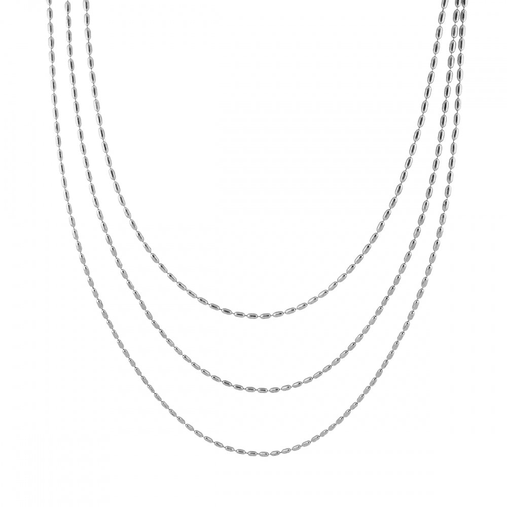 Collar boho de tres cadenas juntas en acero hipoalergénicos resistente al agua. Son 3 collares en 1.