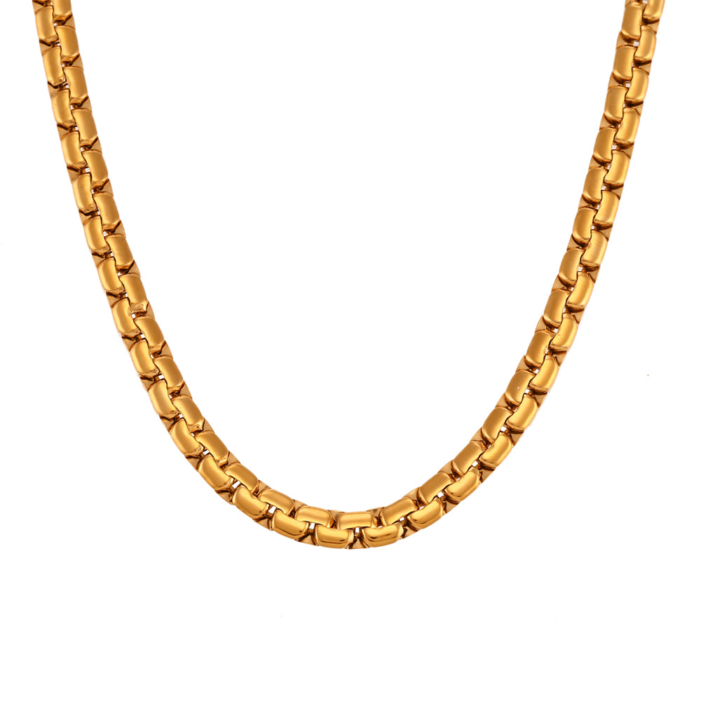 collar de cadena  veneciana dorada vintage con eslabón grande estilo años 80 y 90. gold plated stainless steel vintage chunky chain necklace
