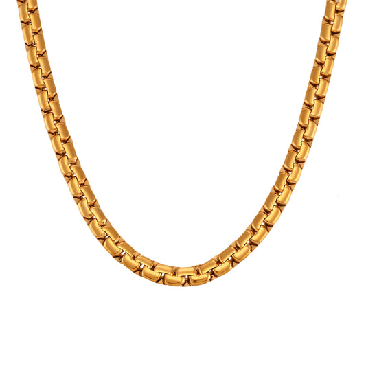 collar de cadena  veneciana dorada vintage con eslabón grande estilo años 80 y 90. gold plated stainless steel vintage chunky chain necklace