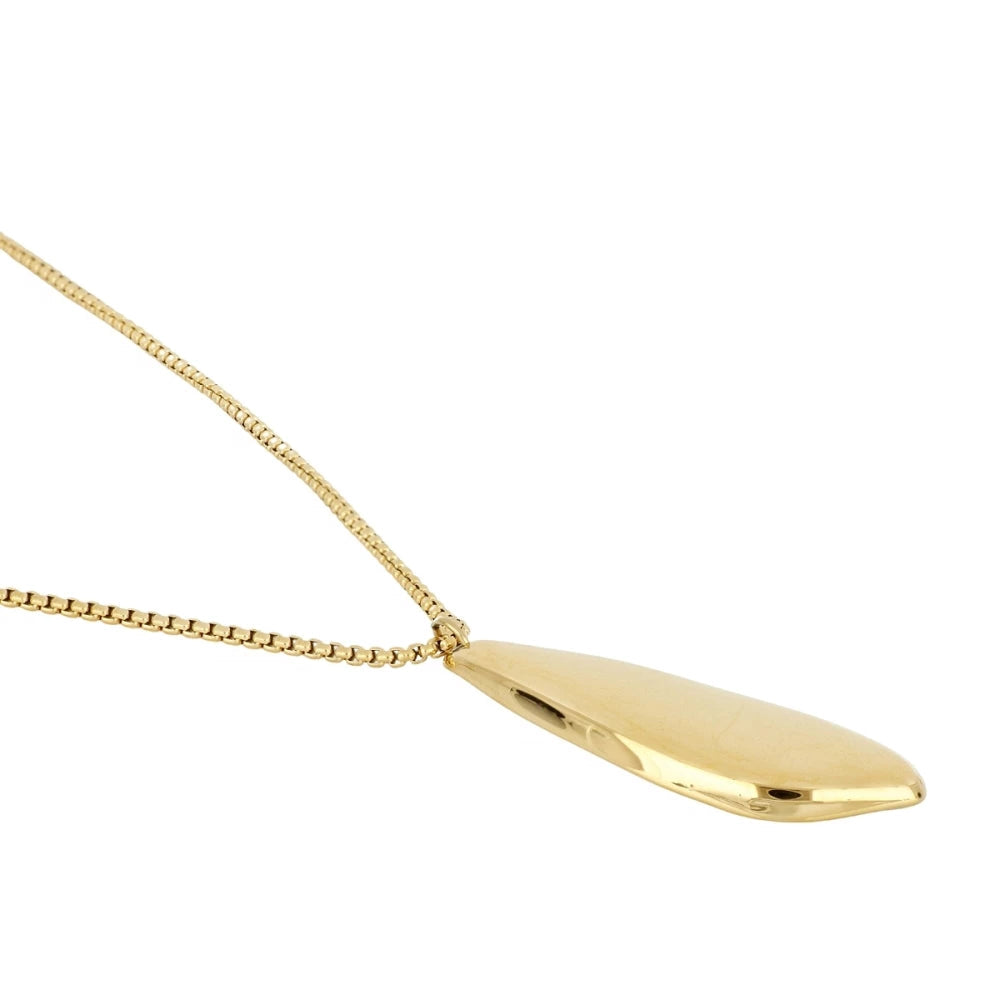 collar minimalista largo con colgante geométrico de acero hipoalergénico resistente al agua. Acabados en dorado y plateado. gOLD PLATED stainless steel oval pendant long necklace.