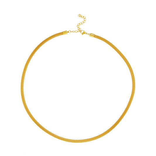 collar ligero de tubo de malla gordito confeccionado en acero HIPOALERGÉNICO y resistente al agua. 