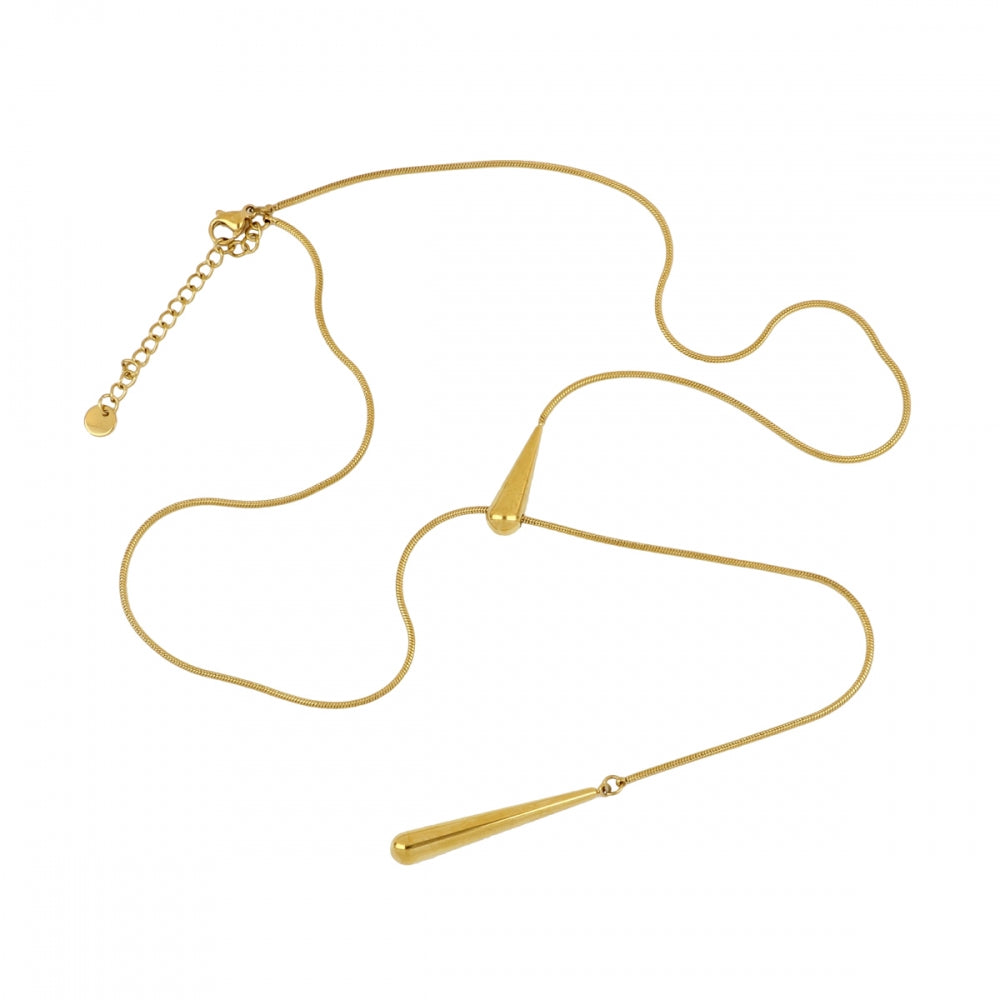 collar largo omega ajustable de acero hipoalergénico dorado resistente al agua