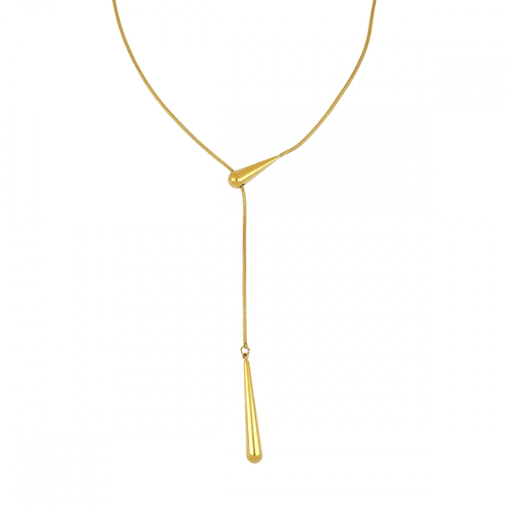 collar largo omega ajustable de acero hipoalergénico dorado resistente al agua