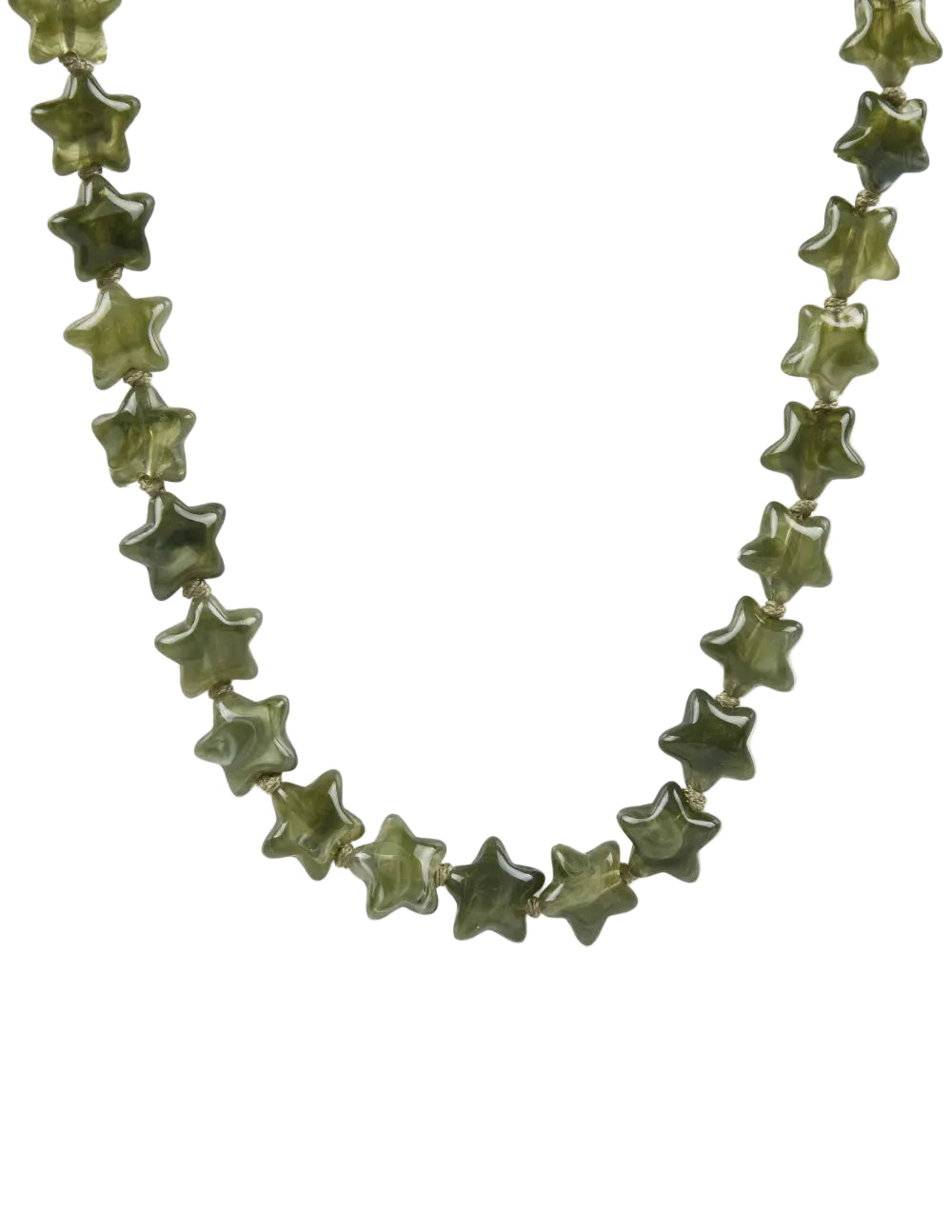 Collar de estrellas de resina para verano en colores rojo coral, verde oliva o marrón tostado.