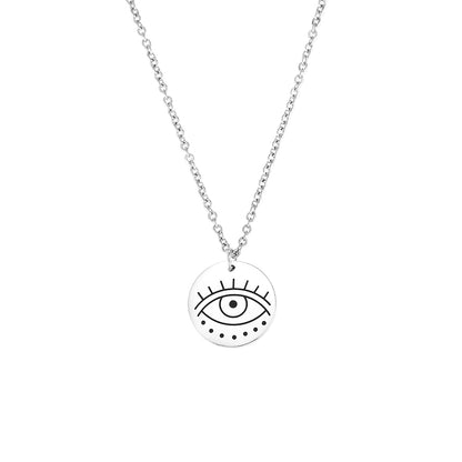 Gargantilla de verano con medalla del ojo turco o de horus. Es un amuleto de acero hipoalergénico dorado resistente al agua. Gold plated stainless steel evil eye pendant necklace