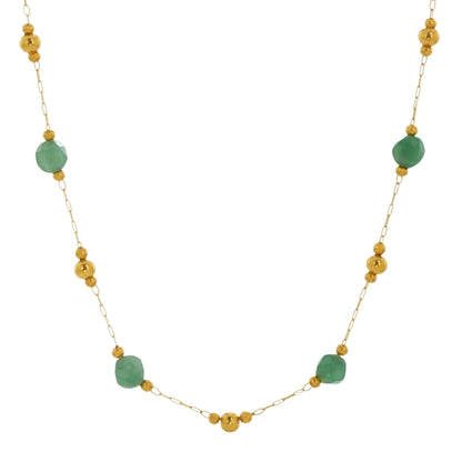 collar o gargantilla boho de acero hipoalergenico resistente al agua. tiene piedras naturales rodocrosita, aventurina, espinela y esta bañada en oro. Gold plated stainless steel turquoise and coral bead waterproof necklace