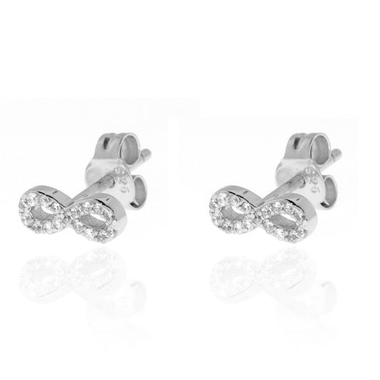 pendientes de brillante INFINITO con circonitas que parecen de diamantes buenos. El material es plata de ley bañada en oro 18 kilates y son hipoalergénicos. Gold plated sterling silver INFINITE zircon diamond earrings