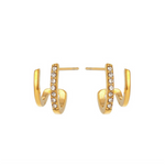 aro pequeño ovalado en acero hipoalergenico con baño de oro y circonitas. Gold plated stainless steel small oval hoop zircon earrings