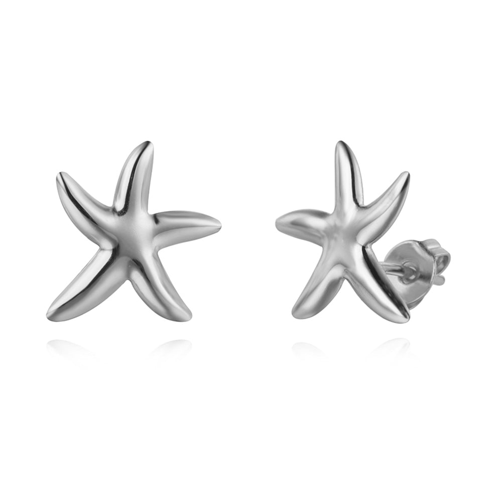pendientes de estrella de mar para verano. Son de plata de ley 925 con baño de oro 18 kilates. Hipoalergénicos. GOld plated sterling silver starfish earrings