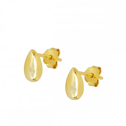 pendientes de gota o lágrima tipo paria pombo o kendall jenner. son de plata de ley con baño de oro 18 kilates y ligeramente ovalados