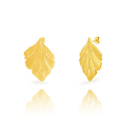 pendientes MEDIANOS para invitada a bodas o eventos en forma de hoja. Son de acero hipoalergenico y resistente al agua. Acabado en dorado y plateado. No pesan, son ligeros