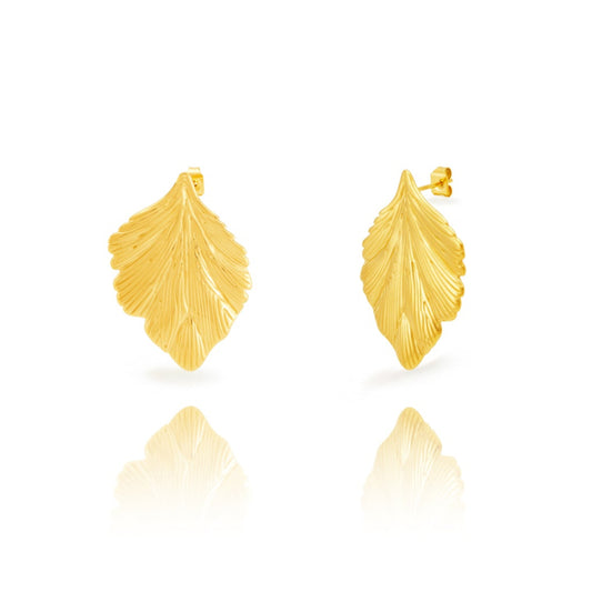 pendientes MEDIANOS para invitada a bodas o eventos en forma de hoja. Son de acero hipoalergenico y resistente al agua. Acabado en dorado y plateado. No pesan, son ligeros