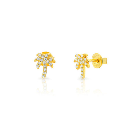pendientes para verano de palmeras. Son perfectos para piercing y el material es de plata de ley con baño de oro 18 kilates. gold plated sterling silver sunglasses earrings