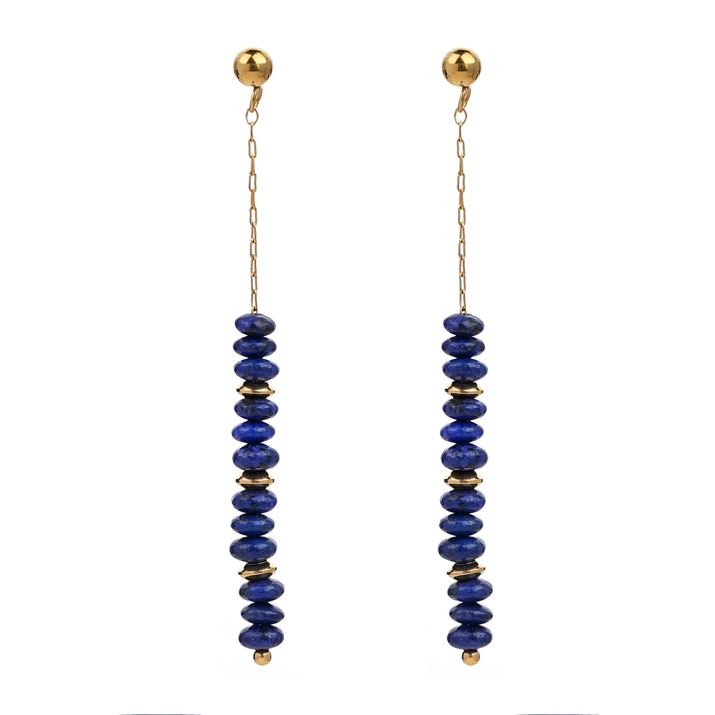pendientes largos de estilo boho. son de acero quirúrgico, inoxidable, hipoalergénico y resistente al agua. Acabado dorado y cuentas de piedra natural como lapislázuli, aventurina roja o labradorita. Ideales para un look más hippy de noches de verano en la playa.