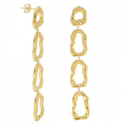 pendientes de largos de fiesta con ESLABONES GRUESOS martelé para una invitada a boda o evento. No pesan. Son hipoalergénicos y resistentes al agua. Gold plated stainless steel long CHAIN earrings