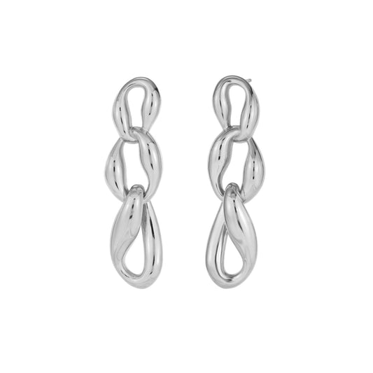 pendientes de largos de fiesta con ESLABONES GRUESOS para una invitada a boda o evento. No pesan y son perfectos para lóbulo rasgado. Son hipoalergénicos y resistentes al agua. Gold plated stainless steel long CHUNKY CHAIN earrings