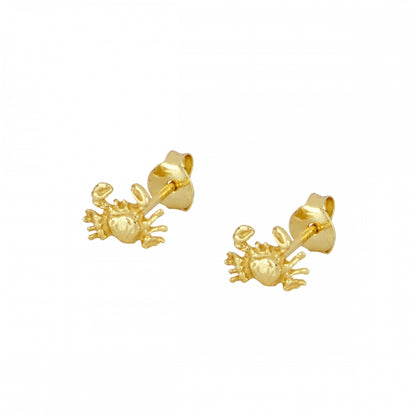 pendientes para verano de cangrejo. Son perfectos para piercing y el material es de plata de ley con baño de oro 18 kilates. gold plated sterling silver crab piercing earrings