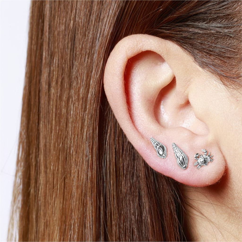 Mermaid earrings (silver and gold)