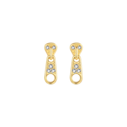 pendiente para piercing de cremallera. es de plata de ley con baño de oro 18 kilates. gold plated sterling silver zipper earring