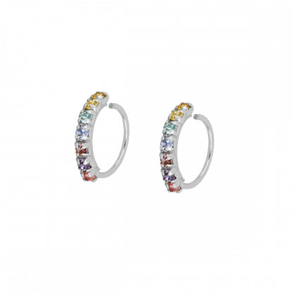 pendiente de piercing con aro flexible y brillante que es fácil de poner. es de plata de ley con baño de oro 18 kilates. Colores disponibles: blanco, negro, azul turquesa y multicolor. Gold hoop huggie piercing earring