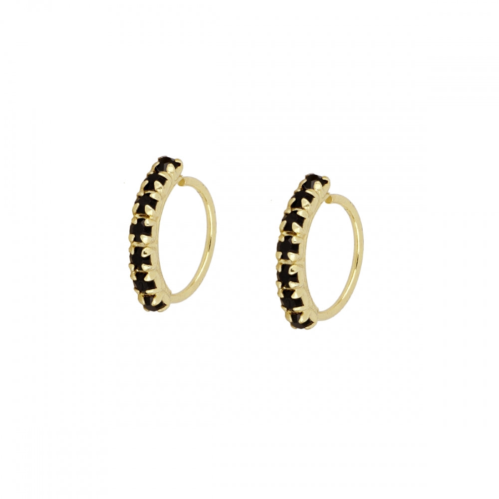 pendiente de piercing con aro flexible y brillante que es fácil de poner. es de plata de ley con baño de oro 18 kilates. Colores disponibles: blanco, negro, azul turquesa y multicolor. Gold hoop huggie piercing earring