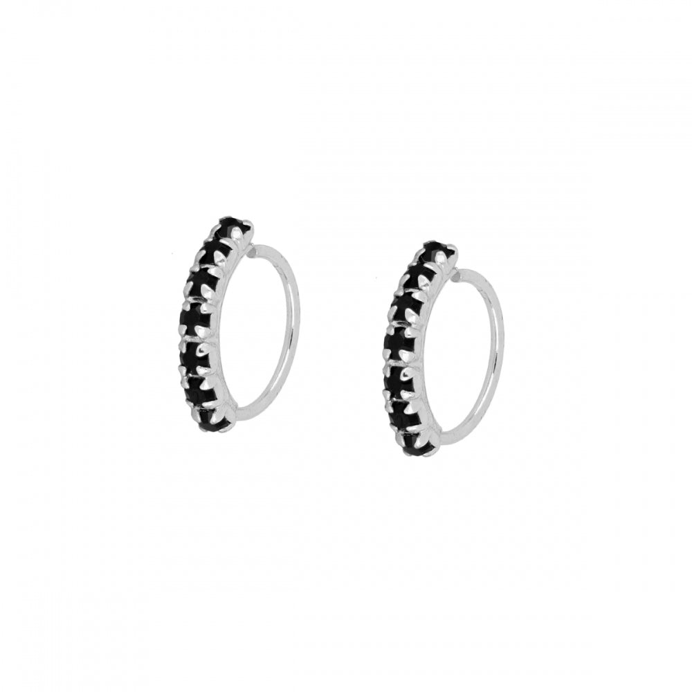 pendiente de piercing con aro flexible y brillante que es fácil de poner. es de plata de ley con baño de oro 18 kilates. Colores disponibles: blanco, negro, azul turquesa y multicolor. Gold hoop huggie piercing earring