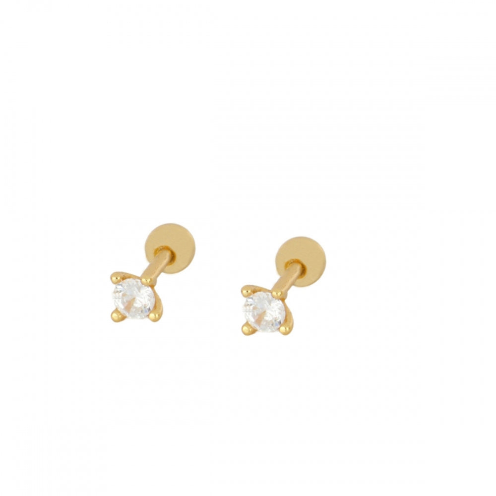mini piercing pequeñito de brillante redondo con cierre de bola de rosca. Anti alergico ó hipoalergénico porque está confeccionado en plata de ley con baño de oro. Perfecto para helix, tragus, anti helix, daith, conch. Gold plated anti allergic piercing earring