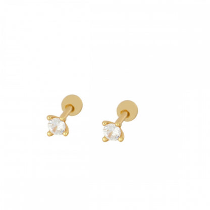 mini piercing pequeñito de brillante redondo con cierre de bola de rosca. Anti alergico ó hipoalergénico porque está confeccionado en plata de ley con baño de oro. Perfecto para helix, tragus, anti helix, daith, conch. Gold plated anti allergic piercing earring