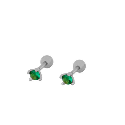 mini piercing pequeñito de brillante redondo con cierre de bola de rosca. Anti alergico ó hipoalergénico porque está confeccionado en plata de ley con baño de oro. Perfecto para helix, tragus, anti helix, daith, conch. Gold plated anti allergic piercing earring