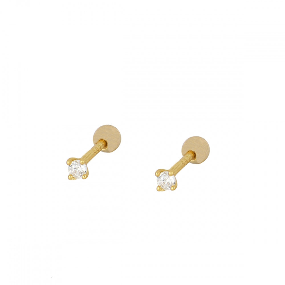mini piercing pequeñito de brillante redondo con cierre de bola de rosca. Anti alergico ó hipoalergénico porque está confeccionado en plata de ley con baño de oro. Perfecto para helix, tragus, anti helix, daith, conch. Gold plated anti allergic piercing earring