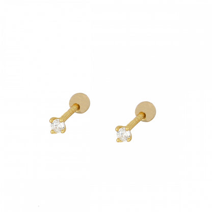 mini piercing pequeñito de brillante redondo con cierre de bola de rosca. Anti alergico ó hipoalergénico porque está confeccionado en plata de ley con baño de oro. Perfecto para helix, tragus, anti helix, daith, conch. Gold plated anti allergic piercing earring