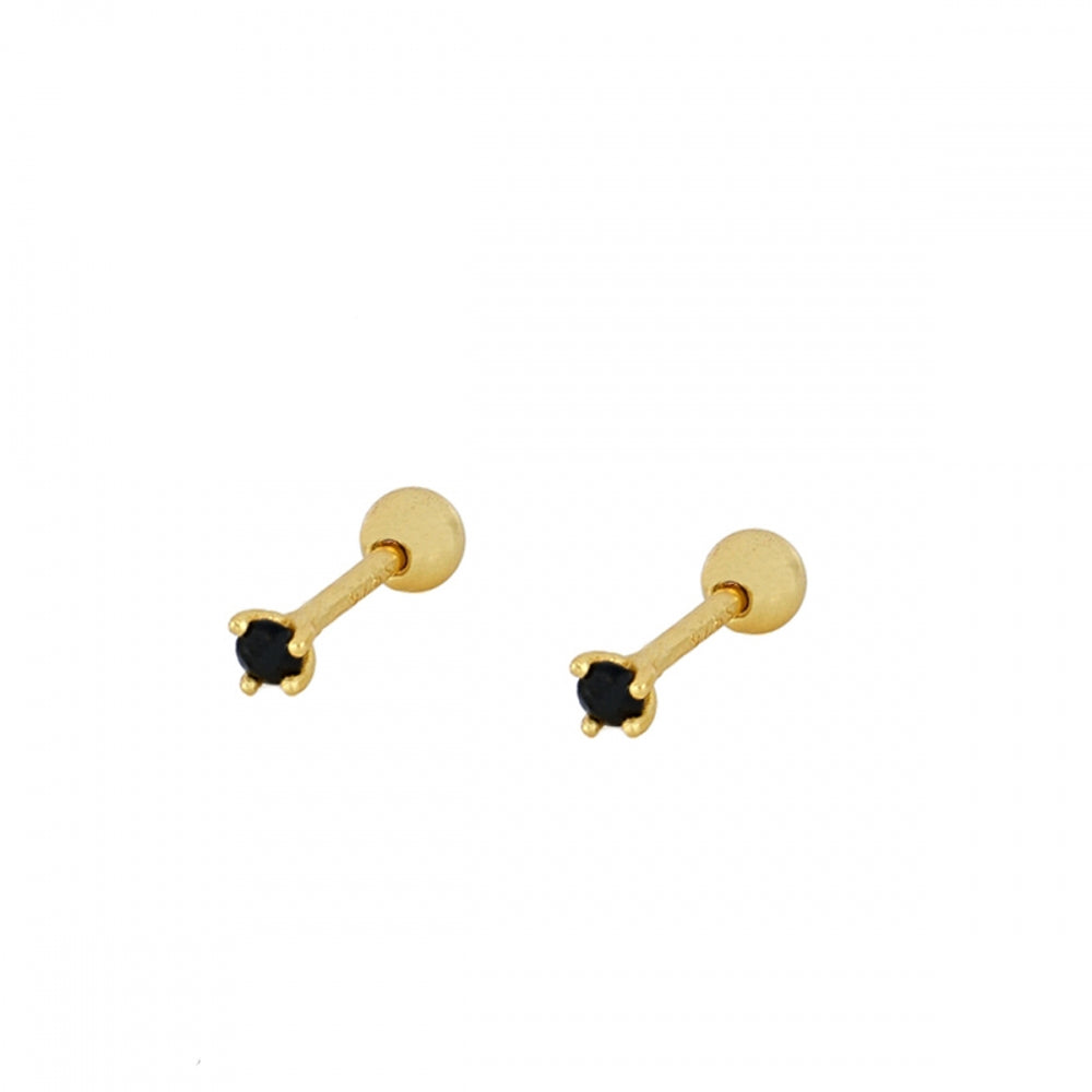 mini piercing pequeñito de brillante redondo con cierre de bola de rosca. Anti alergico ó hipoalergénico porque está confeccionado en plata de ley con baño de oro. Perfecto para helix, tragus, anti helix, daith, conch. Gold plated anti allergic piercing earring