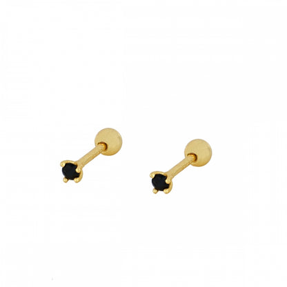 mini piercing pequeñito de brillante redondo con cierre de bola de rosca. Anti alergico ó hipoalergénico porque está confeccionado en plata de ley con baño de oro. Perfecto para helix, tragus, anti helix, daith, conch. Gold plated anti allergic piercing earring