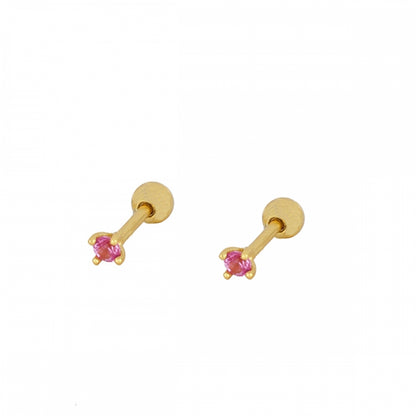 mini piercing pequeñito de brillante redondo con cierre de bola de rosca. Anti alergico ó hipoalergénico porque está confeccionado en plata de ley con baño de oro. Perfecto para helix, tragus, anti helix, daith, conch. Gold plated anti allergic piercing earring