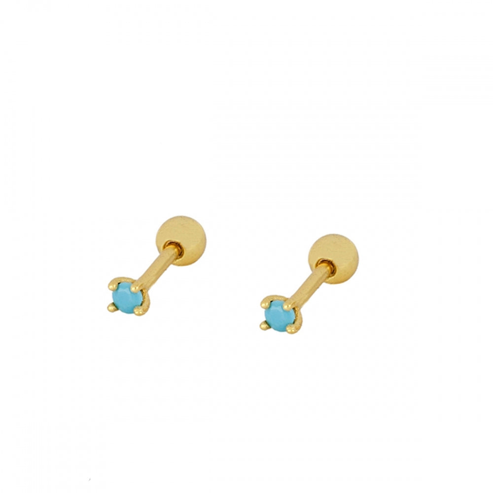 mini piercing pequeñito de brillante redondo con cierre de bola de rosca. Anti alergico ó hipoalergénico porque está confeccionado en plata de ley con baño de oro. Perfecto para helix, tragus, anti helix, daith, conch. Gold plated anti allergic piercing earring