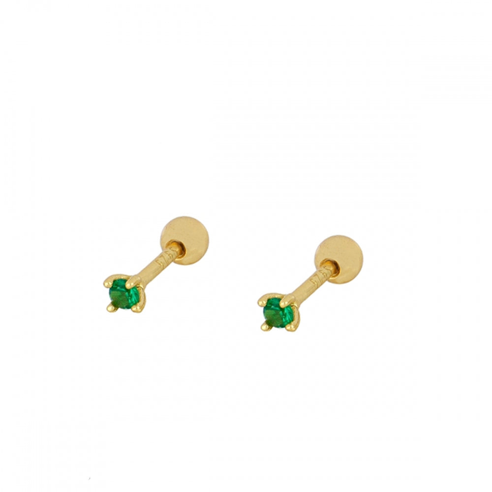 mini piercing pequeñito de brillante redondo con cierre de bola de rosca. Anti alergico ó hipoalergénico porque está confeccionado en plata de ley con baño de oro. Perfecto para helix, tragus, anti helix, daith, conch. Gold plated anti allergic piercing earring