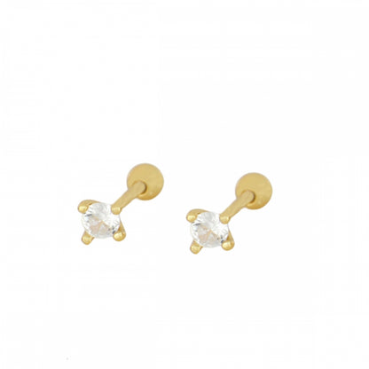 mini piercing pequeñito de brillante redondo con cierre de bola de rosca. Anti alergico ó hipoalergénico porque está confeccionado en plata de ley con baño de oro. Perfecto para helix, tragus, anti helix, daith, conch. Gold plated anti allergic piercing earring