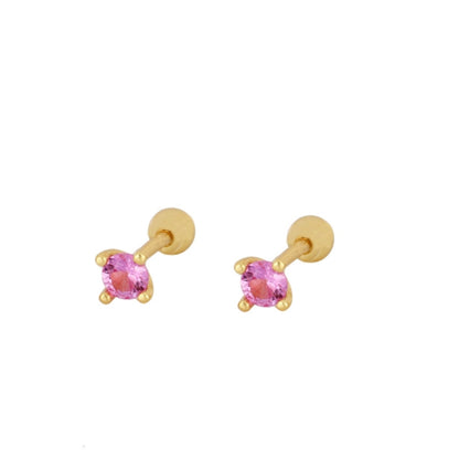 mini piercing pequeñito de brillante redondo con cierre de bola de rosca. Anti alergico ó hipoalergénico porque está confeccionado en plata de ley con baño de oro. Perfecto para helix, tragus, anti helix, daith, conch. Gold plated anti allergic piercing earring