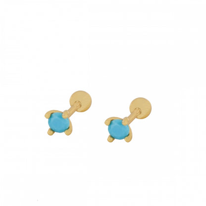 mini piercing pequeñito de brillante redondo con cierre de bola de rosca. Anti alergico ó hipoalergénico porque está confeccionado en plata de ley con baño de oro. Perfecto para helix, tragus, anti helix, daith, conch. Gold plated anti allergic piercing earring