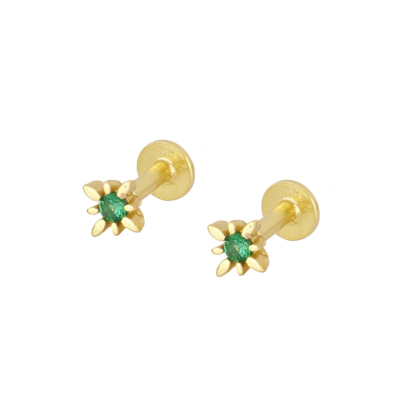 mini piercing pequeño de estrella para helix con cierre plano rosca. Es anti alergico O HIPOALERGÉNICO porque está confeccionado en plata de ley con baño de oro. Perfecto para helix, tragus, anti helix, daith, conch. Gold plated round TINY SMALL  ZIRCON anti allergic helix piercing earring