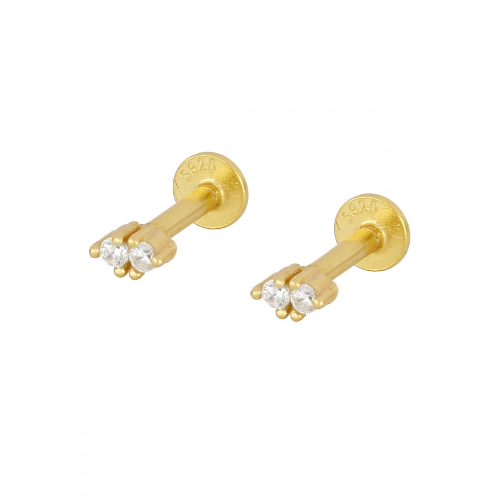 mini piercing pequeño para helix de  brillante Y cierre plano rosca. Es anti alergico O HIPOALERGÉNICO porque está confeccionado en plata de ley con baño de oro. Perfecto para helix, tragus, anti helix, daith, conch. Gold plated round TINY SMALL  ZIRCON anti allergic helix piercing earring