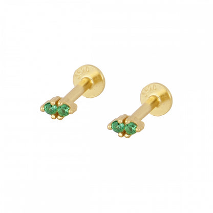 mini piercing pequeño para helix de  brillante Y cierre plano rosca. Es anti alergico O HIPOALERGÉNICO porque está confeccionado en plata de ley con baño de oro. Perfecto para helix, tragus, anti helix, daith, conch. Gold plated round TINY SMALL  ZIRCON anti allergic helix piercing earring